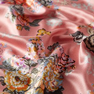 Sugar Pink Waterside Garden Print Silk Scarf - Thumbnail