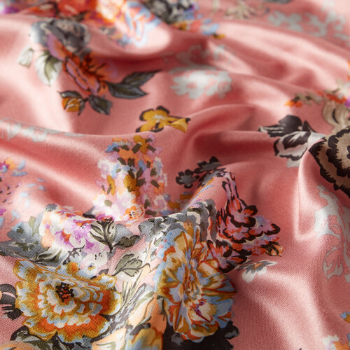 Sugar Pink Waterside Garden Print Silk Scarf