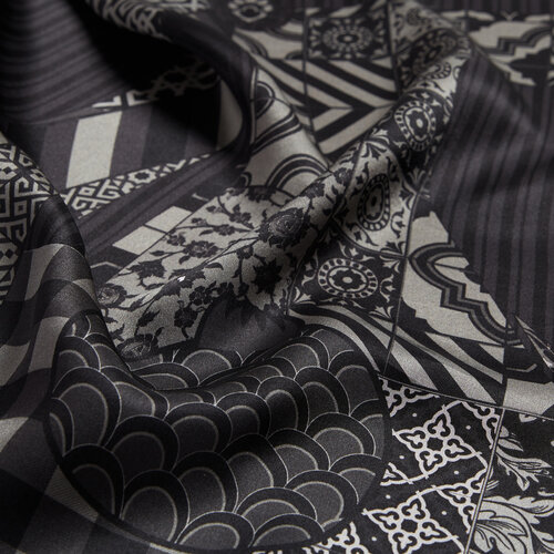 Sultan's Caftan Black Satin Silk Pocket Square