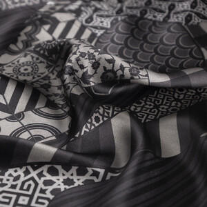 Sultan's Caftan Black Satin Silk Pocket Square - Thumbnail