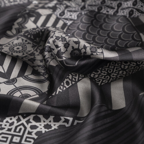 Sultan's Caftan Black Satin Silk Pocket Square