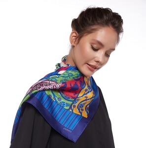 Sultan's Caftan Navy Silk Twill Scarf - Thumbnail