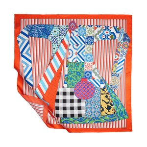 ipekevi - ايشارب حرير ساتان برتقالي بطبعة قفطان السلطان ipekevi - ايشارب حرير ساتان برتقالي بطبعة قفطان السلطان