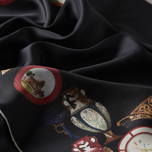 ipekevi - Sultan’s Porcelain Black Twill Silk Scarf Model 2 (1)