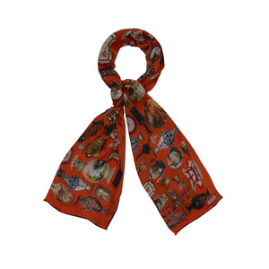 Sultan’s Porcelain Orange Silk Scarf Model 1 - Thumbnail