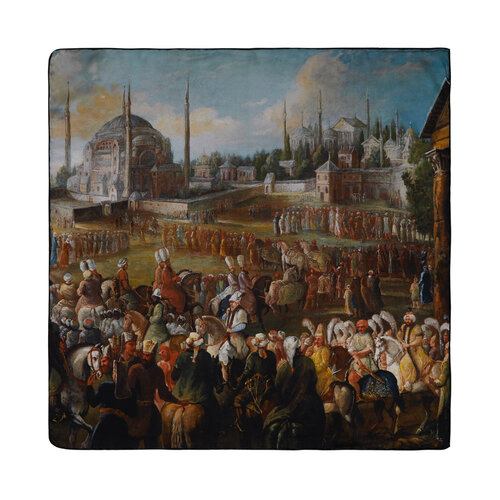 Sultan's procession in Istanbul Satin Silk Pocket Square