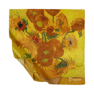 Sunflowers Van Gogh Silk Twill Scarf - Thumbnail