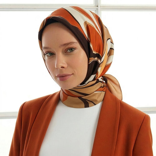 Sütlü Kahve Lava Tivil İpek Eşarp 