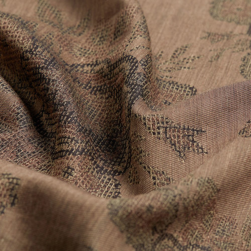 Sütlü Kahve Kanaviçe Desenli Pamuk İpek Şal