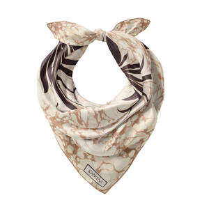 ipekevi - Sütlü Kahve Karanfil Ebru Saten İpek Mendil (1)