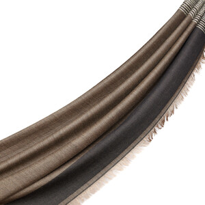 ipekevi - وشاح صوف وحرير مطرز بخطوط لون بني فاتح