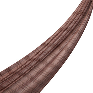 ipekevi - شال صوف وحرير تصميم كاروهات لون بني فاتح