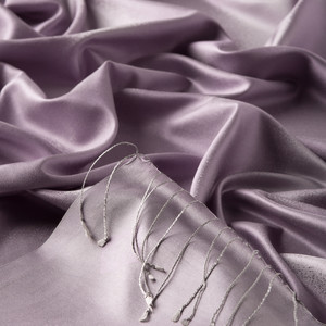 Syringa Purple Spray Paint Print Silk Scarf - Thumbnail