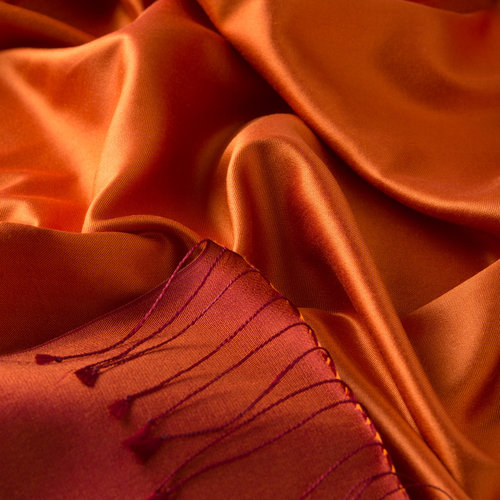 Tangerine Reversible Silk Scarf