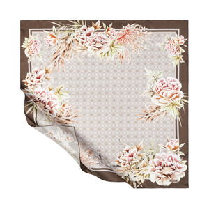 ipekevi - ايشارب حرير تويل تصميم ورود لون رمادي