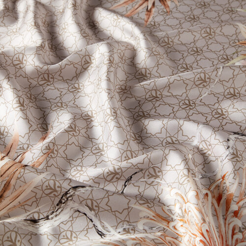 ايشارب حرير تويل تصميم ورود لون رمادي