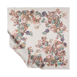 ipekevi - Taş Yalı Bahçesi Desenli Tivil İpek Eşarp