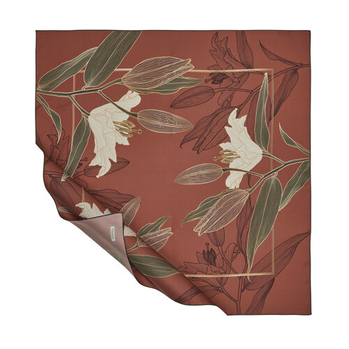 Terracotta Lily Twill Silk Scarf