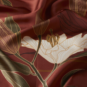 Terracotta Lily Twill Silk Scarf - Thumbnail