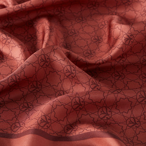 ipekevi - Terracotta Mini Seljuk Monogram Silk Twill Scarf (1)