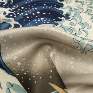 The Great Wave Off Kanagawa Satin Silk Pocket Square - Thumbnail