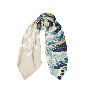 The Great Wave Off Kanagawa Satin Silk Scarf - Thumbnail