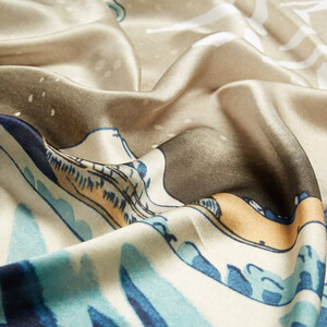 The Great Wave Off Kanagawa Satin Silk Scarf - Thumbnail