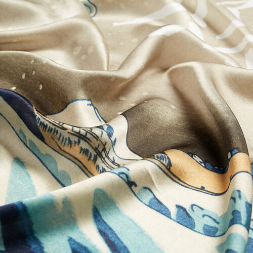 The Great Wave Off Kanagawa Satin Silk Scarf