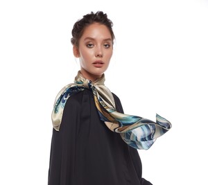 The Great Wave Off Kanagawa Satin Silk Scarf - Thumbnail