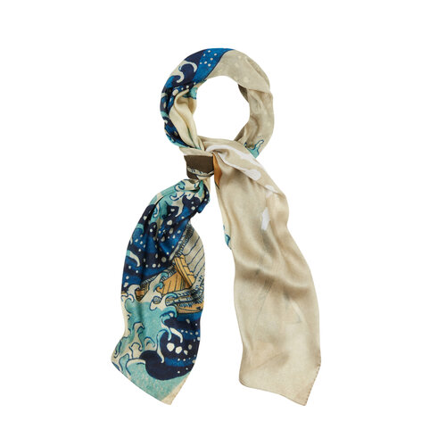 The Great Wave Off Kanagawa Satin Silk Scarf