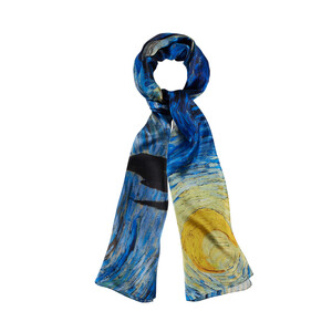 The Starry Night Satin Silk Scarf - Thumbnail