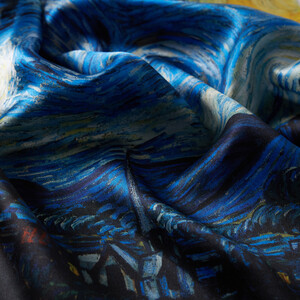 The Starry Night Satin Silk Scarf - Thumbnail