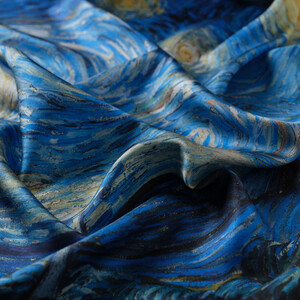 The Starry Night Twill Silk Scarf - Thumbnail