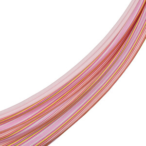 ipekevi - Toz Pembe Gökkuşağı Çizgili Pamuk İpek Fular Şal