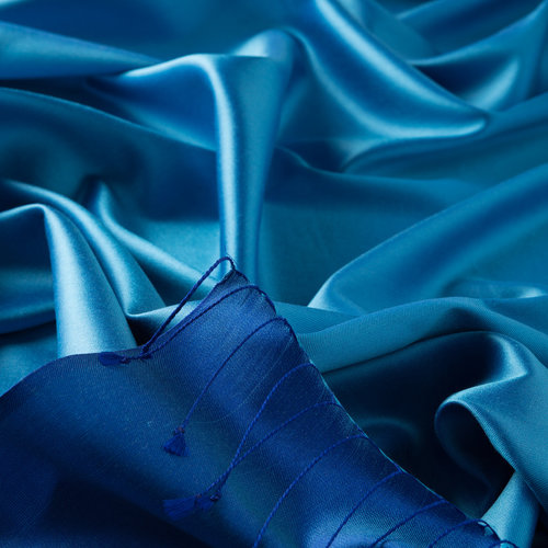 Tropic Blue Reversible Silk Scarf
