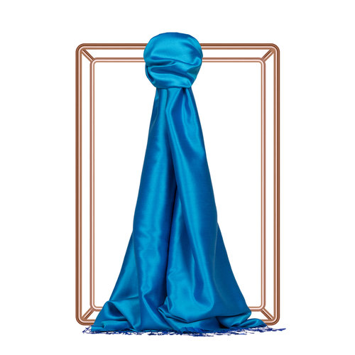 Tropic Blue Reversible Silk Scarf