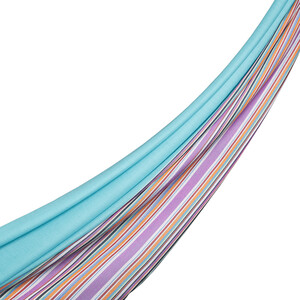 ipekevi - شال حرير وقطن مخطط الوان قوس قزح لون تركواز