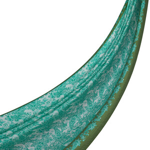 ipekevi - Turkuaz Yeşil Mezopotamya Model 06 Desenli Tensel Şal