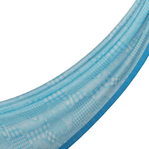 Turqoise Patchwork Paisley Print Tencel Scarf
