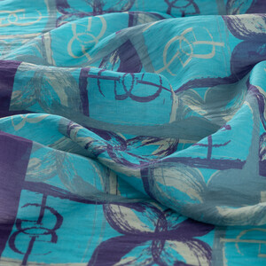 Turquoise Blue Mono Loop Tencel Scarf - Thumbnail