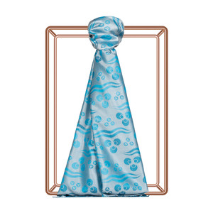 Turquoise Cintemani Jacquard Silk Scarf - Thumbnail