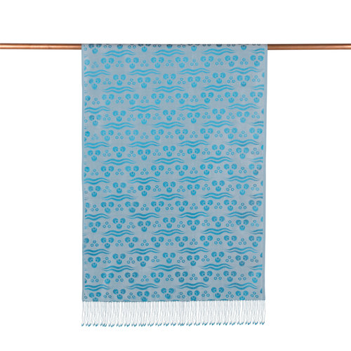 Turquoise Cintemani Jacquard Silk Scarf