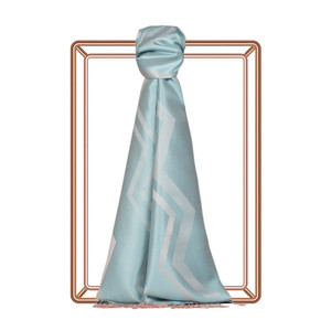 Turquoise Ethnic Zigzag Silk Scarf - Thumbnail
