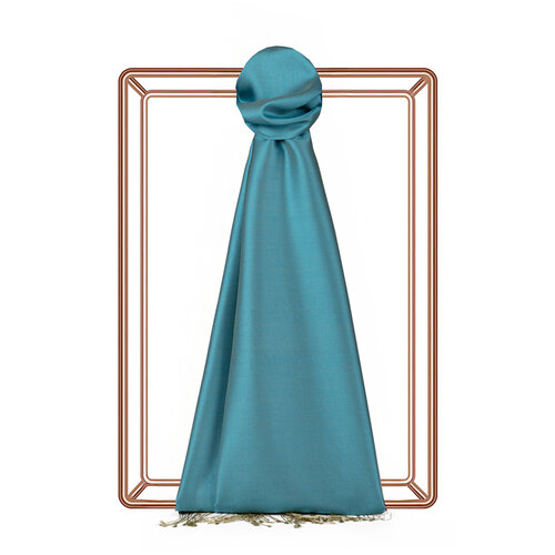Turquoise Gold Reversible Silk Scarf