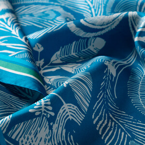 ipekevi - Turquoise Linear Botany Twill Silk Scarf (1)