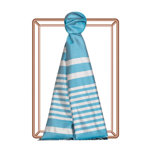 Turquoise Meridian Striped Silk Scarf