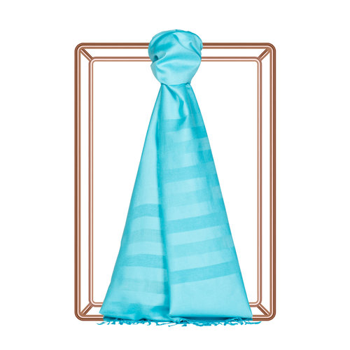 Turquoise Mono Striped Silk Scarf