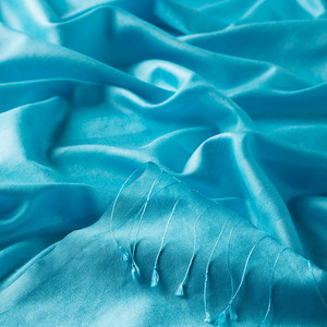 Turquoise Mono Striped Silk Scarf - Thumbnail