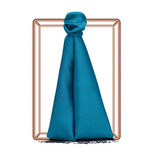 Turquoise Navy Reversible Silk Scarf - Thumbnail