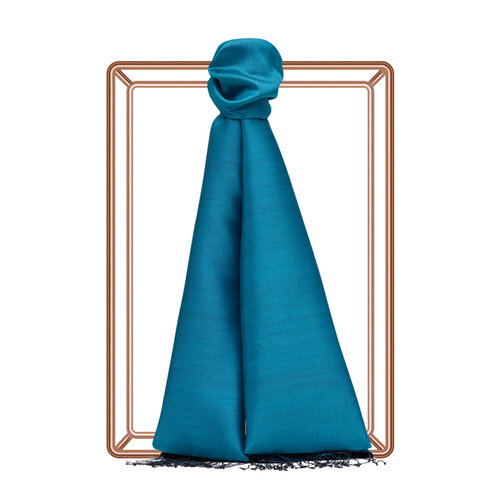 Turquoise Navy Reversible Silk Scarf
